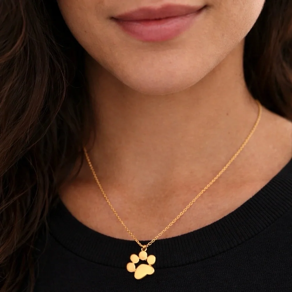 🍒3/$30 New Gold Stainless Steel Dog Paw Necklace